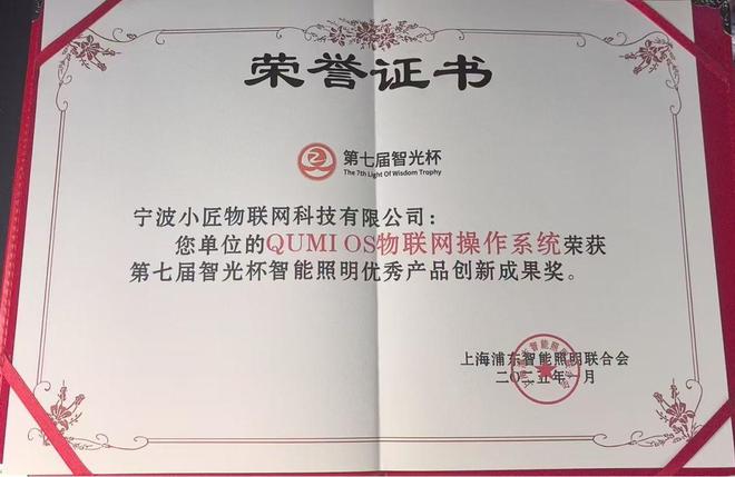杯奖项推动智能照明行业迈向新高度EVO视讯平台小匠物联荣获智光